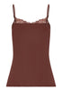 Back cutout view of HA cinnamon modal/viscose/tencel Spaghetti Top
