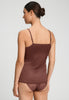 Back view of a women model wearing HA cinnamon modal/viscose/tencel Spaghetti Top
