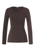 Front cutout view of HA dark mocha cotton L/SLV Shirt