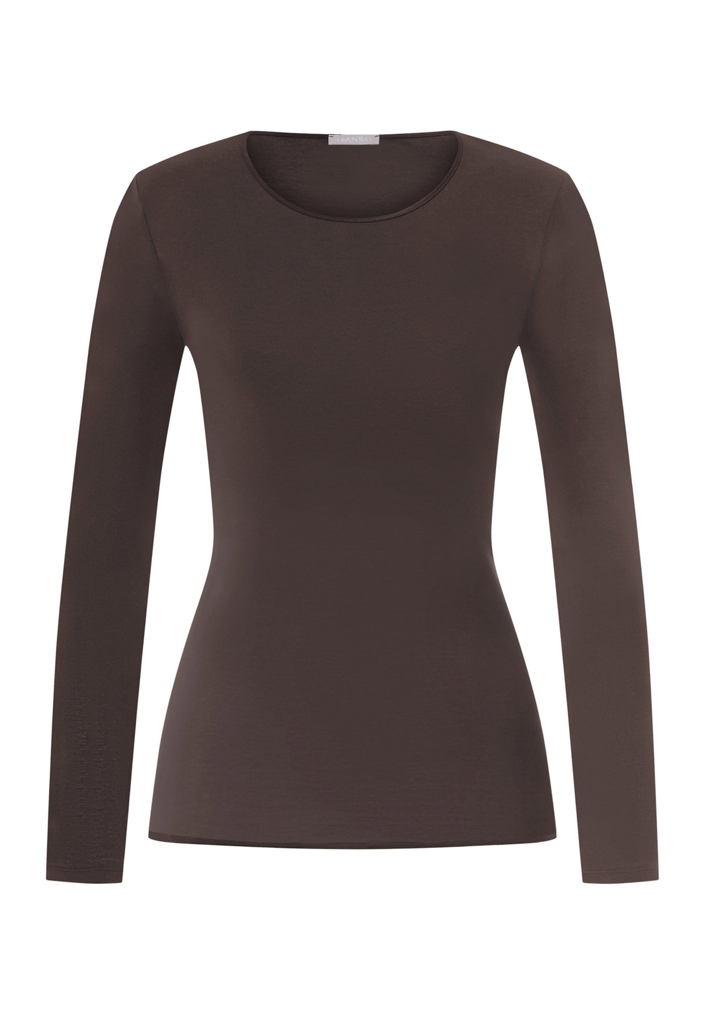Front cutout view of HA dark mocha cotton L/SLV Shirt