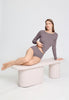 Full-body view of a women model wearing HA stormy rose cotton Maxi Briefs