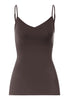 Front cutout view of HA dark mocha cotton Padded Spaghetti Top