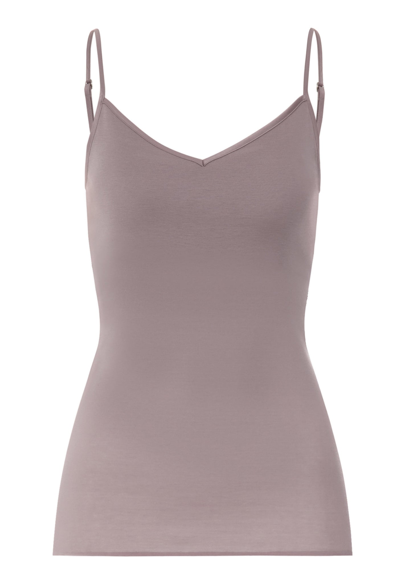 Front cutout view of HA stormy rose cotton Padded Spaghetti Top