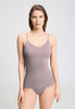 Front view of a women model wearing HA stormy rose cotton Padded Spaghetti Top