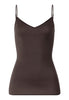 Front cutout view of HA dark mocha cotton Spaghetti Top