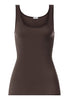Front cutout view of HA dark mocha cotton Tank Top