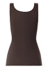 Back cutout view of HA dark mocha cotton Tank Top