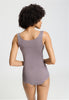 Back view of a women model wearing HA stormy rose cotton Tank Top