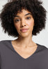 Close-up view of a women model wearing HA boulevard cotton L/SLV Pajama