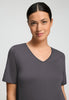 Close-up view of a women model wearing HA boulevard cotton S/SLV Nightdress 90cm