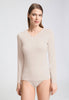 Front view of a women model wearing HA moonlight modal/viscose/tencel L/SLV Shirt