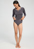 Full-body view of a women model wearing HA boulevard modal/viscose/tencel Midi Briefs