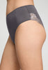 Close-up view of a women model wearing HA boulevard modal/viscose/tencel Midi Briefs