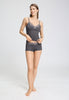 Full-body view of a women model wearing HA boulevard modal/viscose/tencel Spaghetti Top