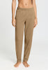 Front view of a women model wearing HA desert clay cotton Long Pants