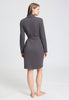 Back view of a women model wearing HA dark sesame cotton Robe