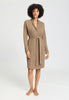 Front view of a women model wearing HA desert clay cotton Robe
