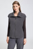 Front view of a women model wearing HA boulevard cotton Zippered vest