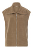 Front cutout view of HA suede camel cotton Zippered vest