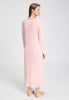 Back view of a women model wearing HA rosewater cotton L/SLV Nightdress 130cm