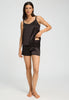 Full-body view of a women model wearing HA dark mocha silk Knickers