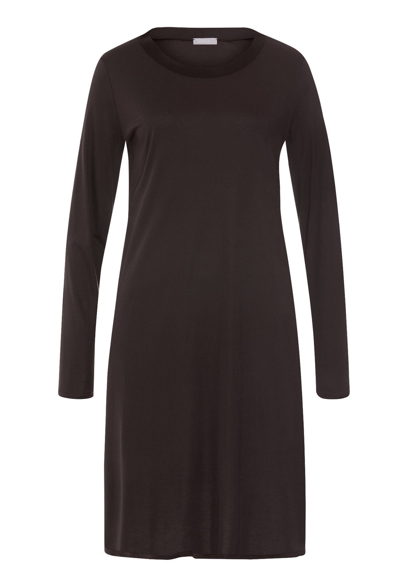 Front cutout view of HA dark mocha modal/viscose/tencel L/SLV Nightdress 100cm