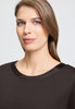 Close-up view of a women model wearing HA dark mocha modal/viscose/tencel L/SLV Nightdress 100cm
