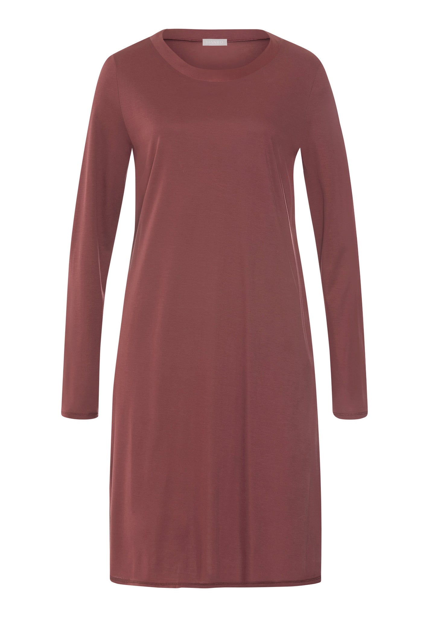 Front cutout view of HA apple butter modal/viscose/tencel L/SLV Nightdress 100cm