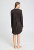 Back view of a women model wearing HA dark mocha modal/viscose/tencel L/SLV Nightdress 90cm