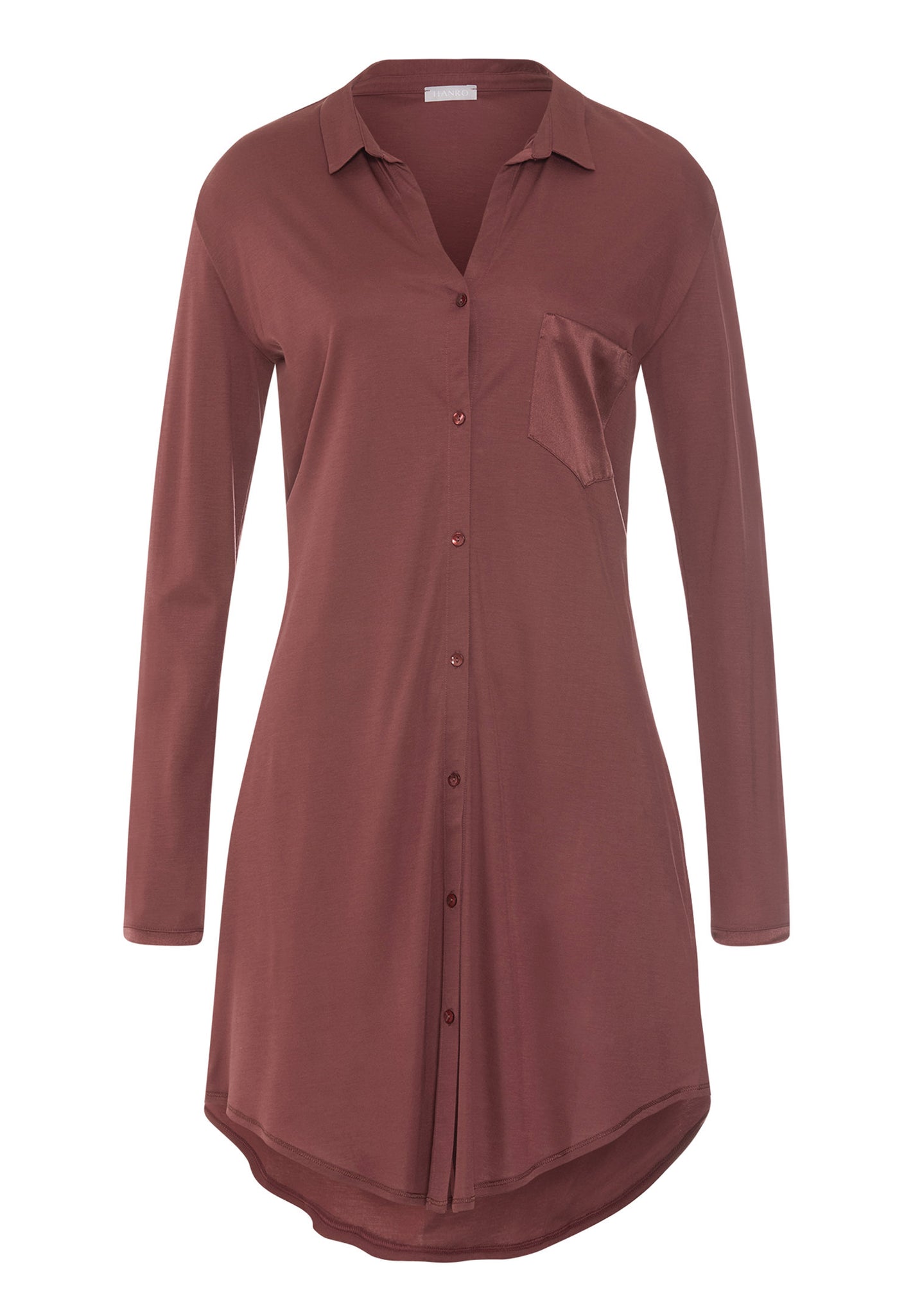 Front cutout view of HA apple butter modal/viscose/tencel L/SLV Nightdress 90cm