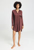 Front view of a women model wearing HA apple butter modal/viscose/tencel L/SLV Nightdress 90cm