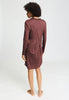 Back view of a women model wearing HA apple butter modal/viscose/tencel L/SLV Nightdress 90cm