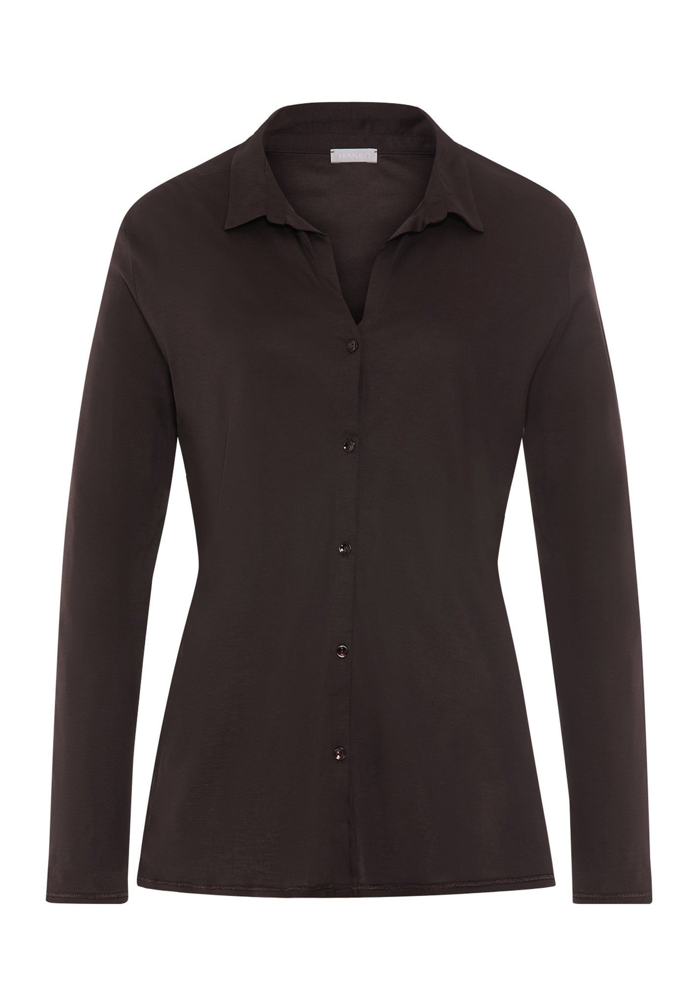 Front cutout view of HA dark mocha modal/viscose/tencel L/SLV Shirt