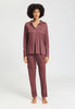 Full-body view of a women model wearing HA apple butter modal/viscose/tencel L/SLV Shirt