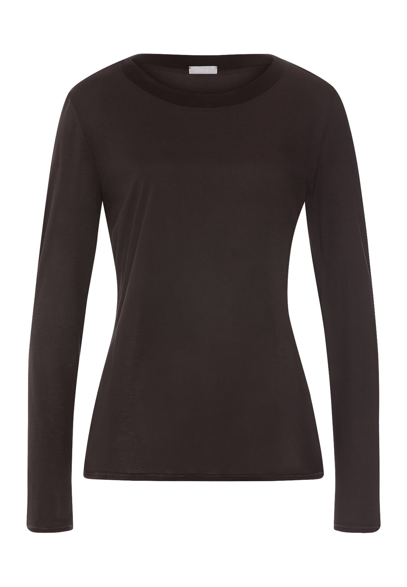 Front cutout view of HA dark mocha modal/viscose/tencel L/SLV Shirt