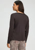 Back view of a women model wearing HA dark mocha modal/viscose/tencel L/SLV Shirt