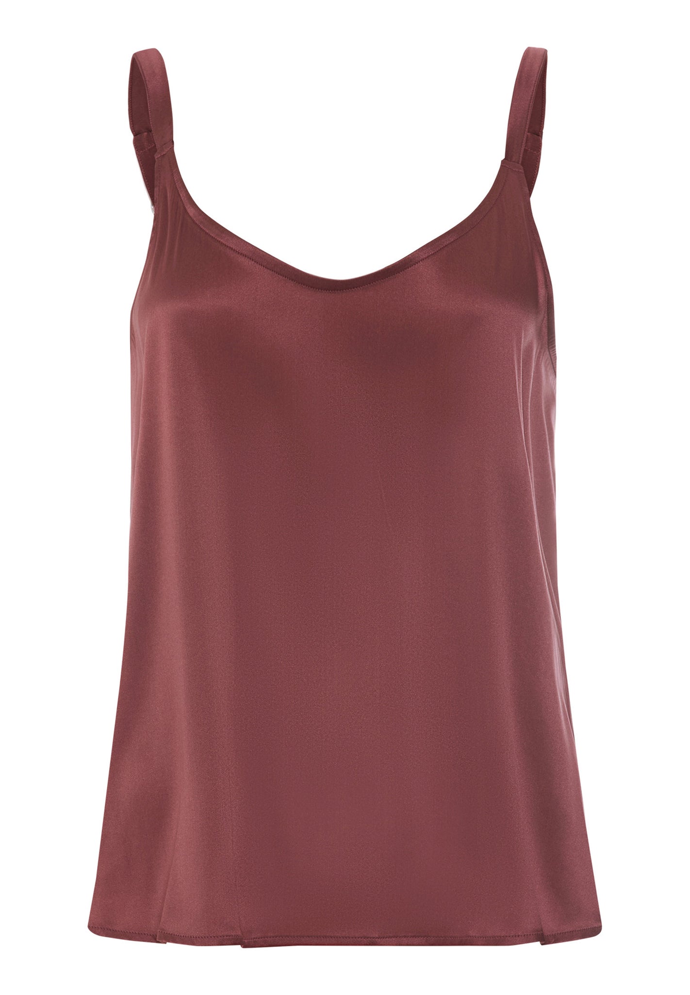 Front cutout view of HA apple butter silk Spaghetti Top