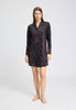Front view of a women model wearing HA navy wildness cotton L/SLV Nightdress 90cm