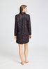 Back view of a women model wearing HA navy wildness cotton L/SLV Nightdress 90cm