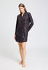 Full-body view of a women model wearing HA navy wildness cotton L/SLV Nightdress 90cm