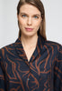 Close-up view of a women model wearing HA navy wildness cotton L/SLV Nightdress 90cm