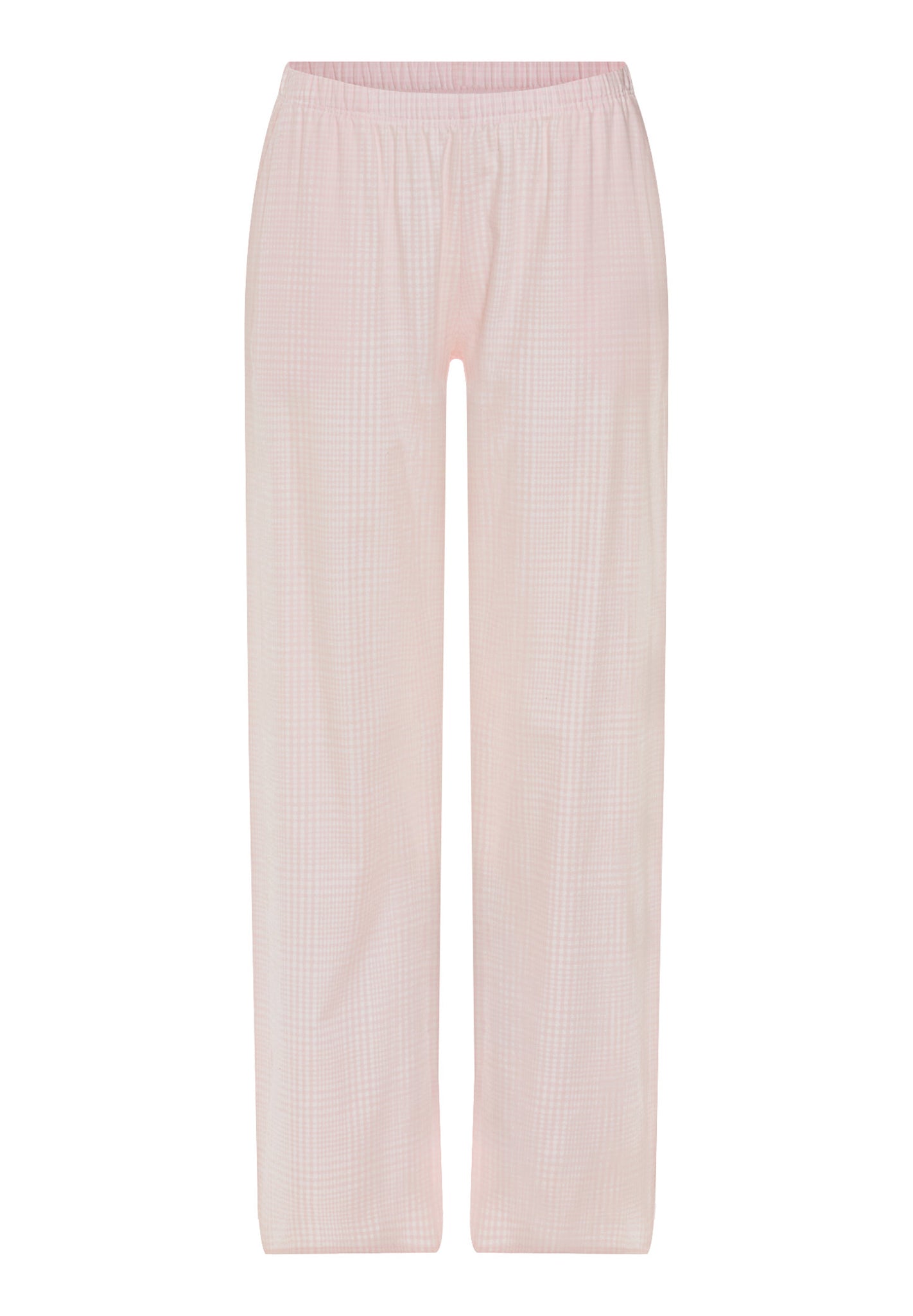 Front cutout view of HA rose check cotton Long Pants