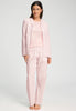Full-body view of a women model wearing HA rose check cotton Long Pants