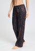 Front view of a women model wearing HA navy wildness cotton Long Pants