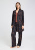 Full-body view of a women model wearing HA navy wildness cotton Long Pants