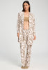 Full-body view of a women model wearing HA wild suede cotton Long Pants