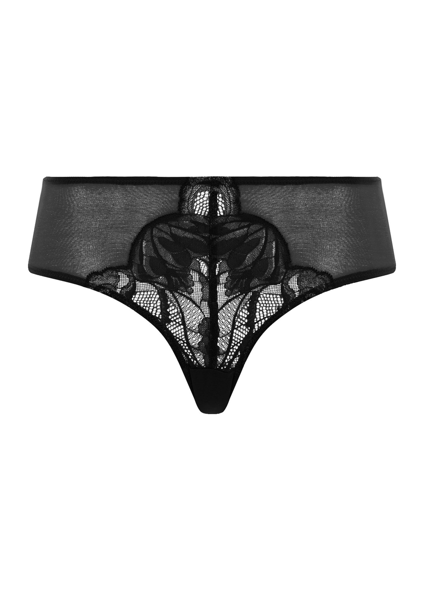 Front cutout view of HA black microfibre Midi Briefs