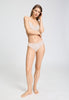 Full-body view of a women model wearing HA moonlight microfibre Midi Briefs