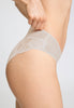 Close-up view of a women model wearing HA moonlight microfibre Midi Briefs