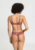 Back view of a women model wearing HA apple butter microfibre Soft Cup Bra